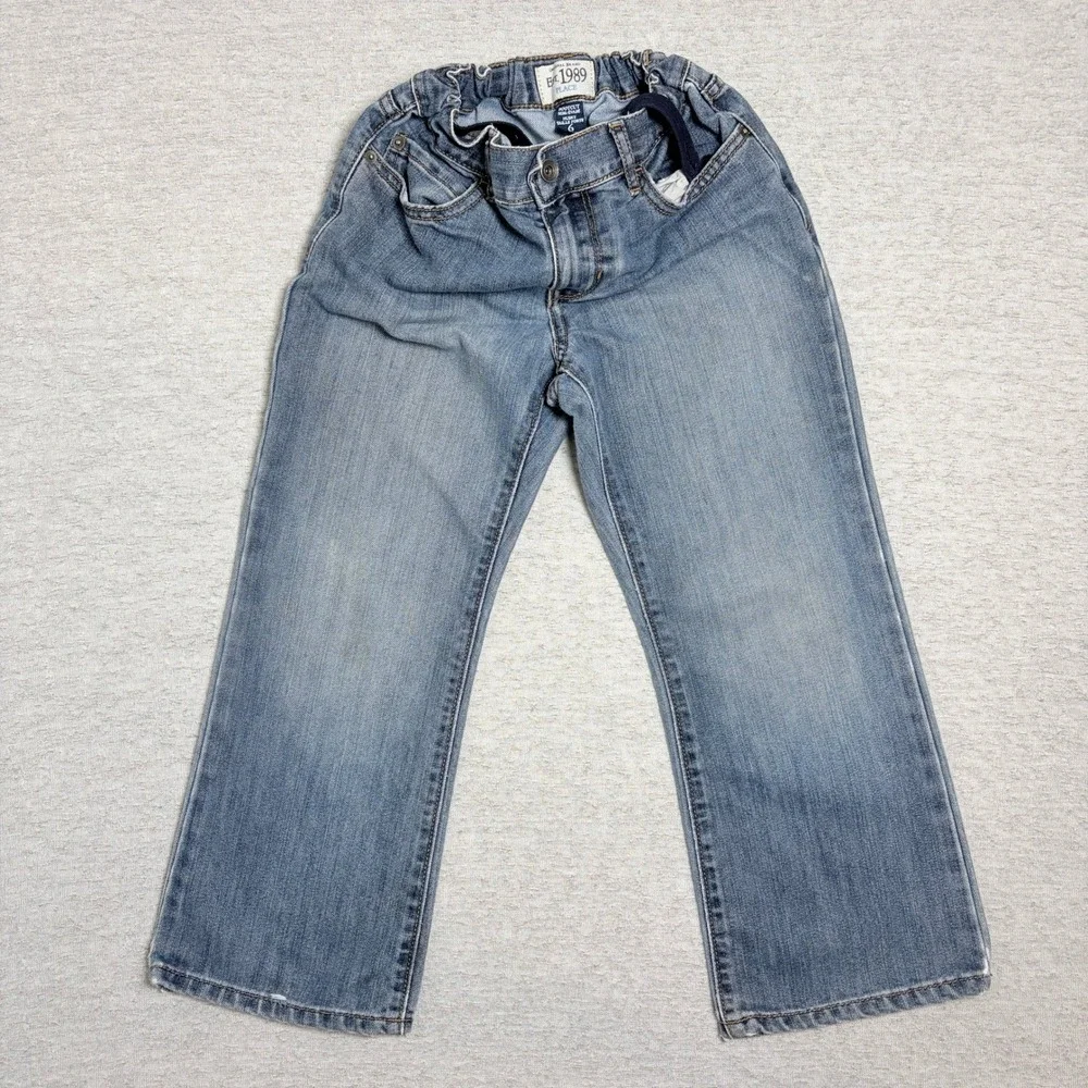 The Childrens Place‎ Boys Jeans Size 6 Husky Blue Bootcut Adjustable Waist Denim